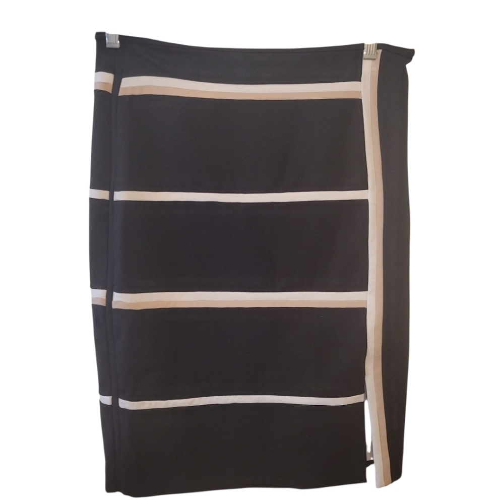 WHBM Black & Tan Striped Ponte Knit Pencil Skirtβ Size 10